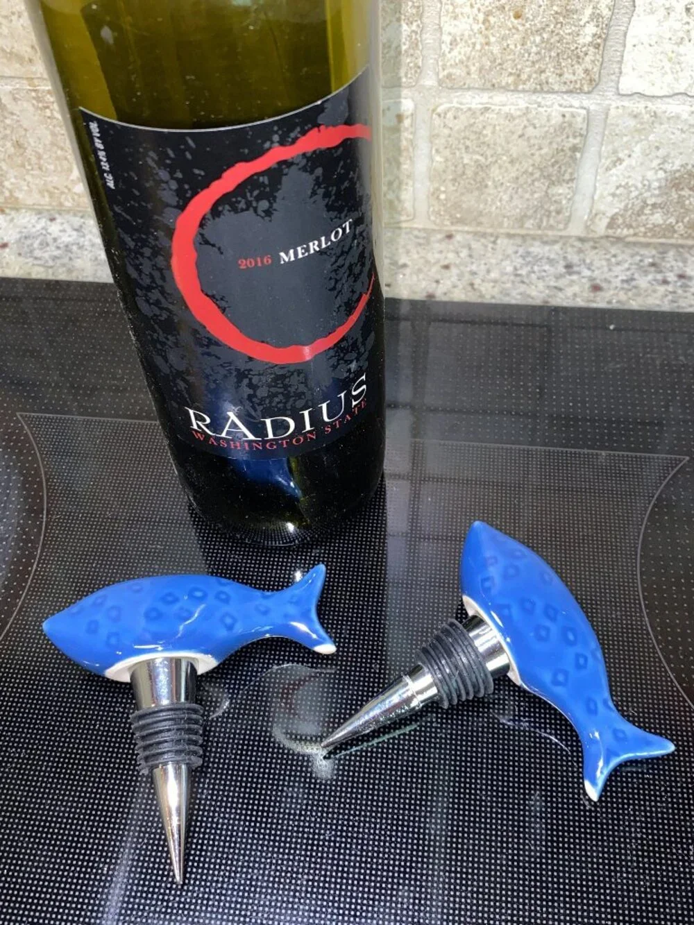 Adorable Blue Whale Wine Bottle Stoppers with Stainless Steel Posts, Qty 2